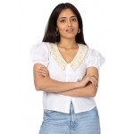 Puff Sleeves Embroidered Shirt